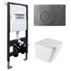 ABBER Комплект подвесной унитаз Rechteck AC1219TC белый, с закрытым дном с инсталляцией AC0105 и кнопкой AC0121NG никель AC1219TC-AC0105-AC0121NG