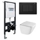 ABBER Комплект подвесной унитаз Rechteck AC1220TC белый, с закрытым дном с инсталляцией AC0105 и кнопкой AC0120MB черный матовый AC1220TC-AC0105-AC0120MB