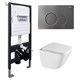 ABBER Комплект подвесной унитаз Rechteck AC1220TC белый, с закрытым дном с инсталляцией AC0105 и кнопкой AC0121NG никель AC1220TC-AC0105-AC0121NG