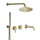 AQUAme AQM8408BG Набор для комплектации ванны с изливом, верхним и ручным душем, шлифованное золото AQM8408BG