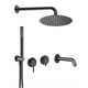 AQUAme AQM8408GM Набор для комплектации ванны с изливом, верхним и ручным душем, темный металл AQM8408GM