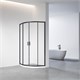 VECONI Душевой угол полукруглый, двери раздвижные Rovigo RV-01B, 800x800x1950, черный, стекло прозрачное RV01B-80-01-C7