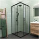 VECONI Душевой угол квадратный, двери раздвижные Rovigo RV-13, 1000x1000x1950, черный, стекло прозрачное RV13-100-01-C5