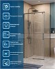 BELBAGNO Soft Close-1 Душевой уголок прямоугольный размер 100x90 см профиль - оружейная сталь / стекло - прозрачное, двери раздвижные SOFT_CLOSE-1-AH-1-100/90-C-GM