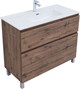 AQUANET Тумба с раковиной Алвита new 100 (Flat) напольная 2 ящ. цв.дуб веллингтон табак AQUANET-345672