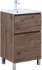 AQUANET Тумба с раковиной Алвита new 50 (Flat) напольная 2 ящ. цв.дуб веллингтон табак AQUANET-345674