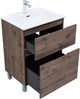 AQUANET Тумба с раковиной Алвита new 60 (Flat) напольная 2 ящ. цв.дуб веллингтон табак AQUANET-345676