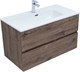 AQUANET Тумба с раковиной Алвита new 90 2 ящ. цв.дуб веллингтон табак AQUANET-335688