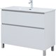 AQUANET Тумба с раковиной Вега 100 (Flat) напольная 2 ящ. цв. белый глянец AQUANET-345379