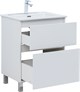 AQUANET Тумба с раковиной Вега 60 (Flat) напольная 2 ящ. цв. белый глянец AQUANET-345380