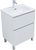 AQUANET Тумба с раковиной Вега 60 (Flat) напольная 2 ящ. цв. белый глянец AQUANET-345380