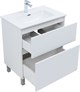 AQUANET Тумба с раковиной Вега 70 (Flat) напольная 2 ящ. цв. белый глянец AQUANET-345381