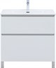 AQUANET Тумба с раковиной Вега 80 (Flat) напольная 2 ящ. цв. белый глянец AQUANET-345382