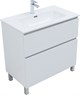 AQUANET Тумба с раковиной Вега 80 (Flat) напольная 2 ящ. цв. белый глянец AQUANET-345382