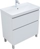 AQUANET Тумба с раковиной Вега 80 (Ирис) напольная 2 ящ. цв. белый глянец AQUANET-345377