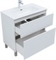 AQUANET Тумба с раковиной Вега 80 (Ирис) напольная 2 ящ. цв. белый глянец AQUANET-345377