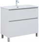 AQUANET Тумба с раковиной Вега 90 (Flat) напольная 2 ящ. цв. белый глянец AQUANET-345383
