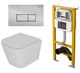 DK Комплект Унитаз подвесной безободковый (торнадо) D&K Berlin DT1436516, 490*340*350мм, сиденье микролифт, белый+Инсталляция рамная скрытого монтажа D&K DI8050127, 500*117*1270мм, для подвесного унитаза, универсальная+Клавиша смыва D&K Rhein DB1499001, х DS1431628