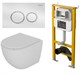 DK Комплект Унитаз подвесной безободковый D&K Matrix DT1396016+Инсталляция рамная скрытого монтажа D&K DI8050127, 500*117*1270мм, для подвесного унитаза+Клавиша смыва D&K Bayern DB1529016, белый DS1391614
