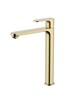 AQUATEK Alpha Смеситель для раковины высокий 245 без донного клапана, шлиф. золото AQ1904BG