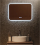 AZARIO Зеркало Стив Лайт- 700*500 - 4 LED-00002835 открытая подсветка, cенсорный выключатель, часы LED-00002835