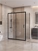 BELBAGNO Uno-195 Душевой уголок прямоугольный размер 140x80 см, двери раздвижные, профиль - черный матовый / стекло - прозрачное UNO-195-AH-1-140/80-C-NERO