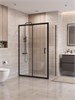 BELBAGNO Uno-195 Душевой уголок прямоугольный размер 130x70 см, двери раздвижные, профиль - черный матовый / стекло - прозрачное UNO-195-AH-1-130/70-C-NERO