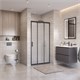 BELBAGNO Uno-195 Душевая дверь в нишу ширина 90 см, двери раздвижные, профиль - черный матовый / стекло - матовое UNO-195-BF-3-90-P-NERO