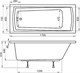 RAVAK SET-набор акриловая ванна DOMINO PLUS 170x70 с усиленной опорой и сливом-переливом 70508100