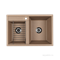 AQUATON Делия 78 Мойка для кухни двойная прямоугольная, литьевой мрамор, ширина 78 см - фото 56279